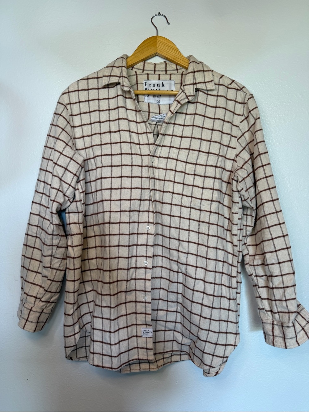 Frank & Eileen Cream Plaid Long-Sleeve Button-Down Shirt Flannel